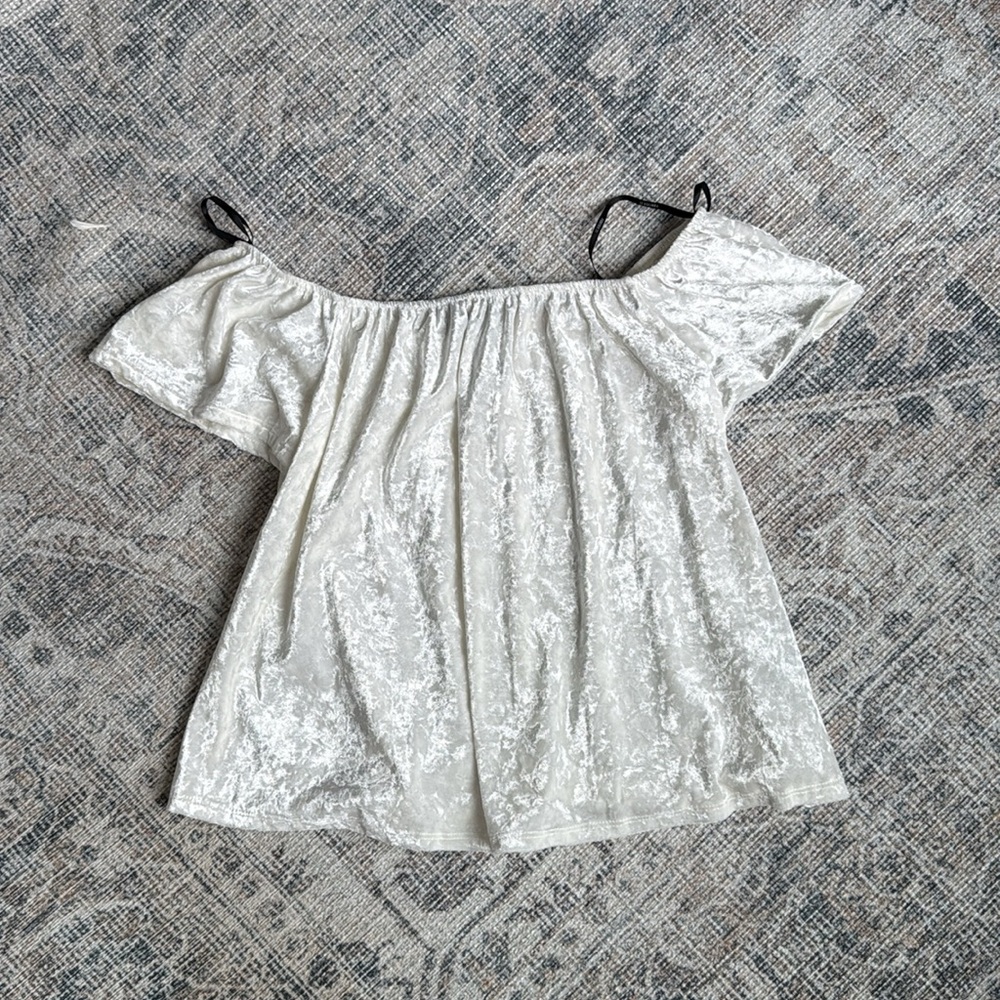 Velvet White Off-Shoulder Top